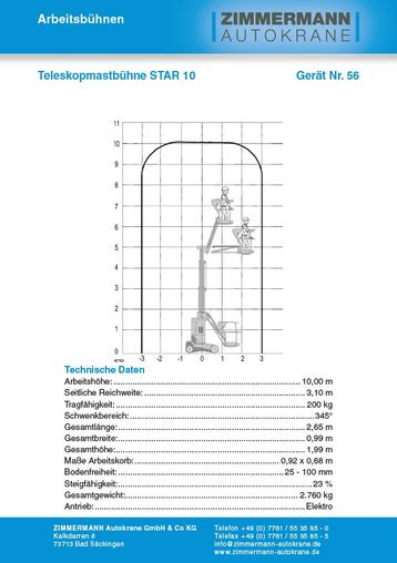 Teleskopmastbühne STAR 10 (Gerät Nr. 56)