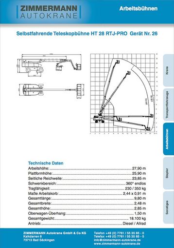Selbstfahrende Teleskopbühne HT 28 RTJ-PRO (Gerät Nr. 26)
