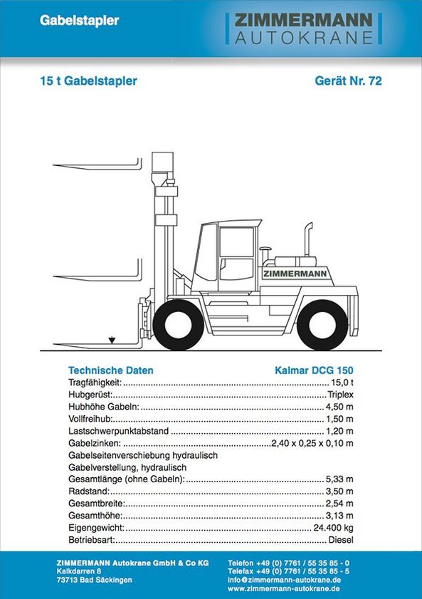 15,0 t Gabelstapler (Gerät Nr. 72)