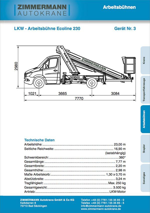 LKW-Arbeitsbühne Ecoline 230 (Gerät Nr. 3)