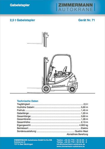 2,5 t Gabelstapler (Gerät Nr. 71)