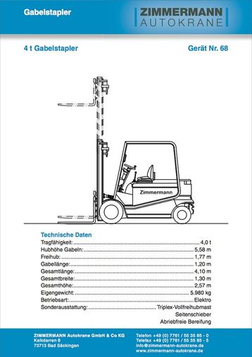 4,0 t Gabelstapler (Gerät Nr. 68)