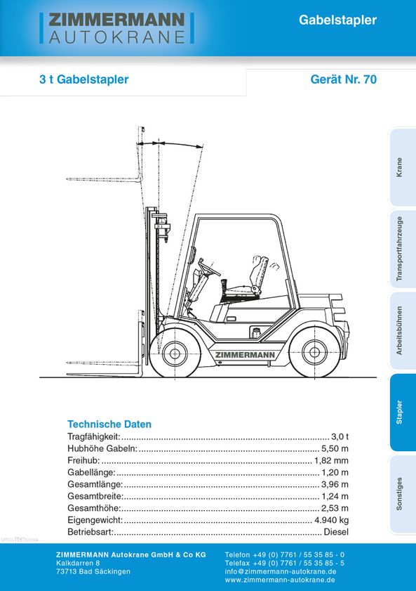 3,0 t Gabelstapler (Gerät Nr. 70) 