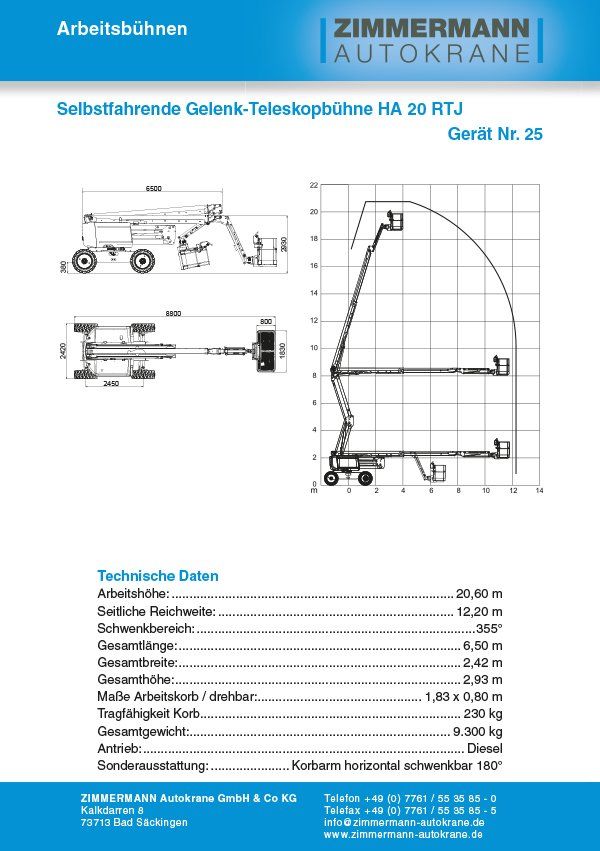 Selbstfahrende Gelenk-Teleskopbühne HA 20 RTJ (Gerät Nr. 25)