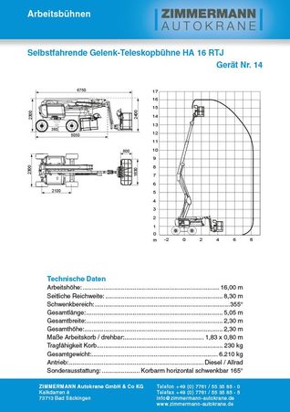 Selbstfahrende Gelenk-Teleskopbühne HA 16 RTJ (Gerät Nr. 14)