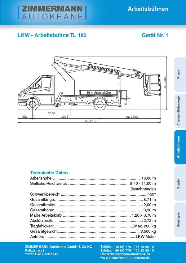 LKW-Arbeitsbühne TL 180 (Gerät Nr. 1)