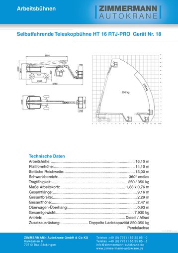 Selbstfahrende Teleskopbühne HT 16 RTJ-PRO (Gerät Nr. 18)