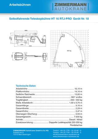Selbstfahrende Teleskopbühne HT 16 RTJ-PRO (Gerät Nr. 18)